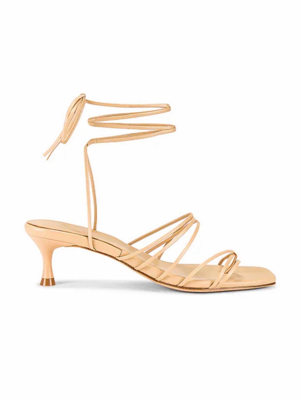 LPA Lucia Heel in Nude, Ankle-Tie Strappy Kitten Heel Sandal in Nude, size 6.5
